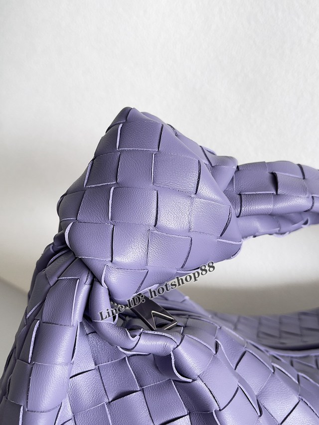 BV專櫃新款手工編織女包 葆蝶家jodie中號紫藤色原廠牛皮雲朵包 款號：690225 bbv1489